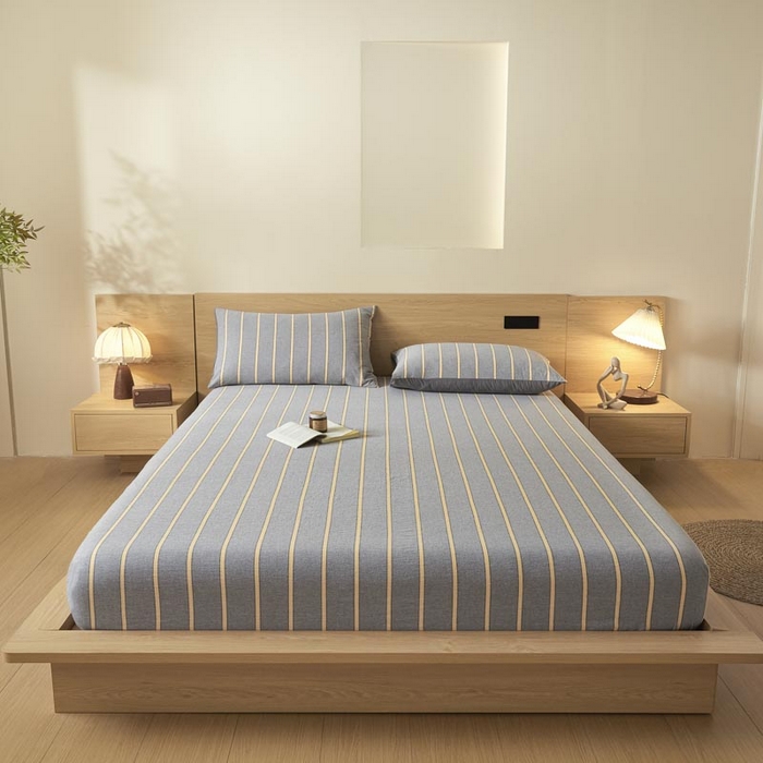 91家纺网 家纺一手货源 找家纺 （总）ab家纺 2025新款简约色织水洗棉床笠