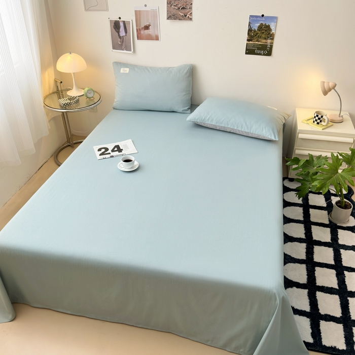 91家纺网 家纺一手货源 找家纺 曼之夏  2025新款全棉纯色单床单系列 水兰