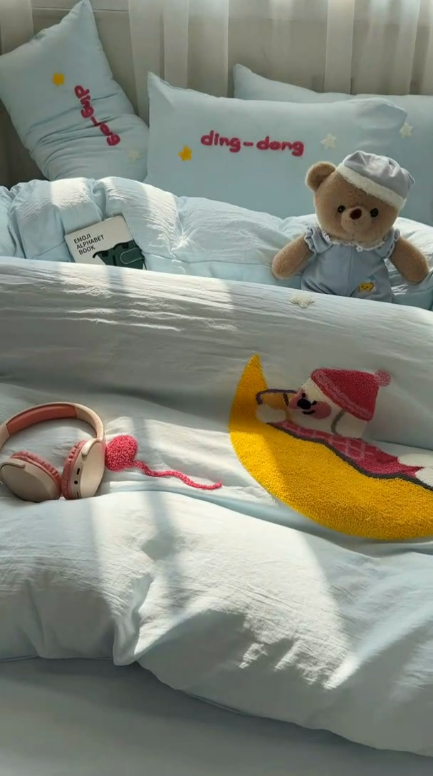 91家纺网 家纺一手货源 找家纺 韩巢家纺 2025新款大版水洗棉毛巾绣被套四件套（提供卖家秀） 晚安