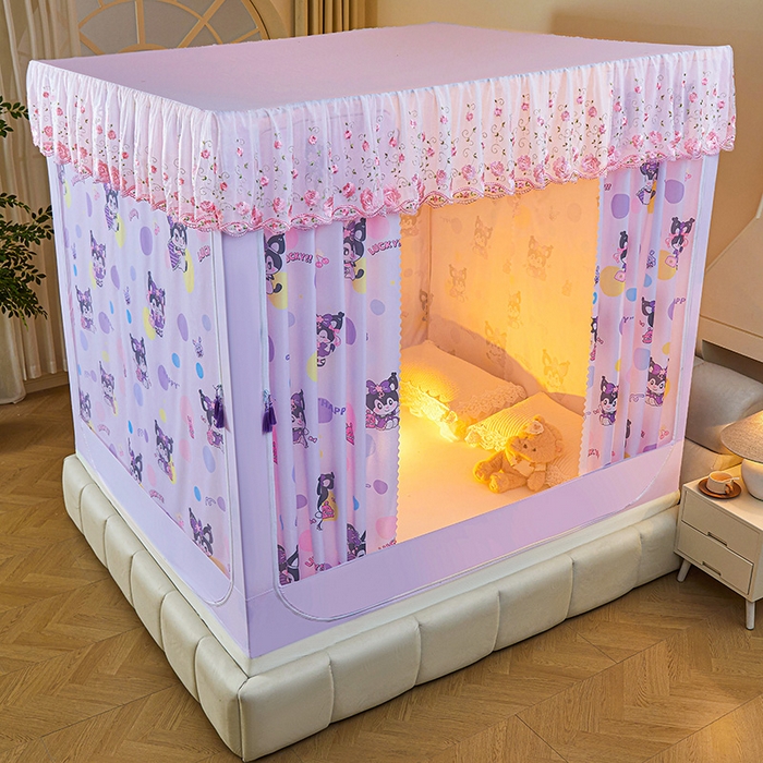 91家纺网 家纺一手货源 找家纺 艾晶美家纺有限公司 2025新款坐式刺绣床帘蚊帐 紫精灵