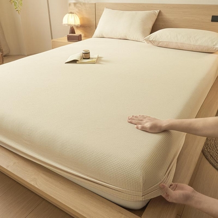 ab家纺 2025新款简约色织水洗棉床笠 可颂-黄