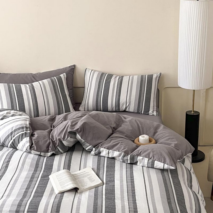 91家纺网 家纺一手货源 找家纺 （总）ab家纺 2024新款色织全棉40支水洗棉条纹四件套 