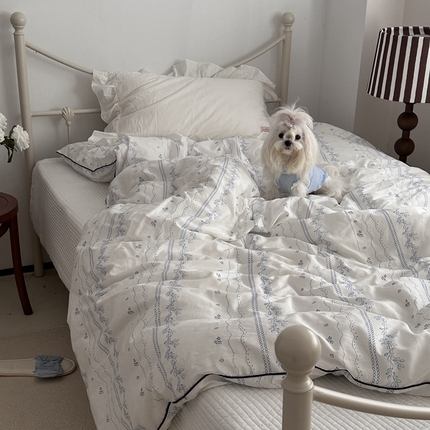 91家纺网 家纺一手货源 找家纺 （总）恋恋三季 2025新款嵌绳款春夏田园蓝茉莉单品系列