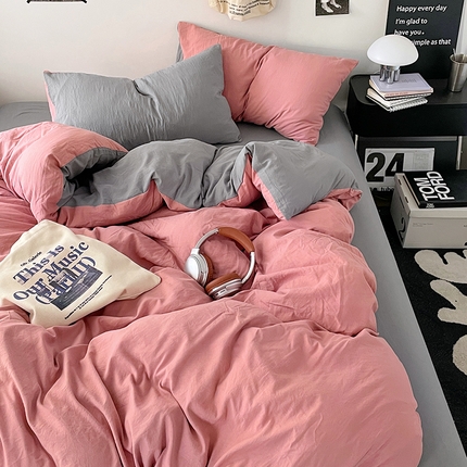 91家纺网 家纺一手货源 找家纺 （总）优承佳生活馆 2025新款ins风纯色水洗m四件套