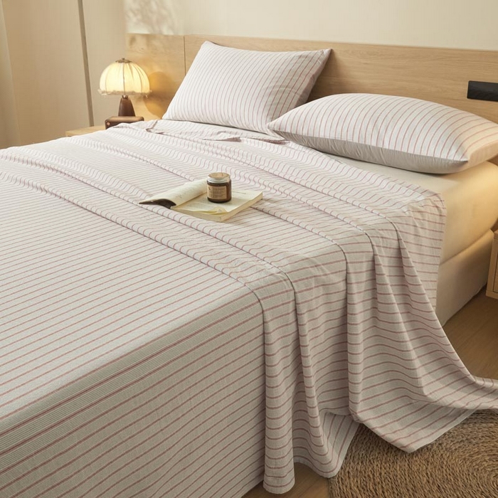 91家纺网 家纺一手货源 找家纺 ab家纺 2025新款简约色织水洗棉床单 西海岸-灰