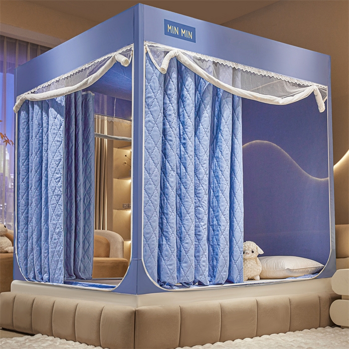 91家纺网 家纺一手货源 找家纺 艾晶美家纺有限公司 2025新款夹棉保暖坐式床帘蚊帐 夹棉米尔盾