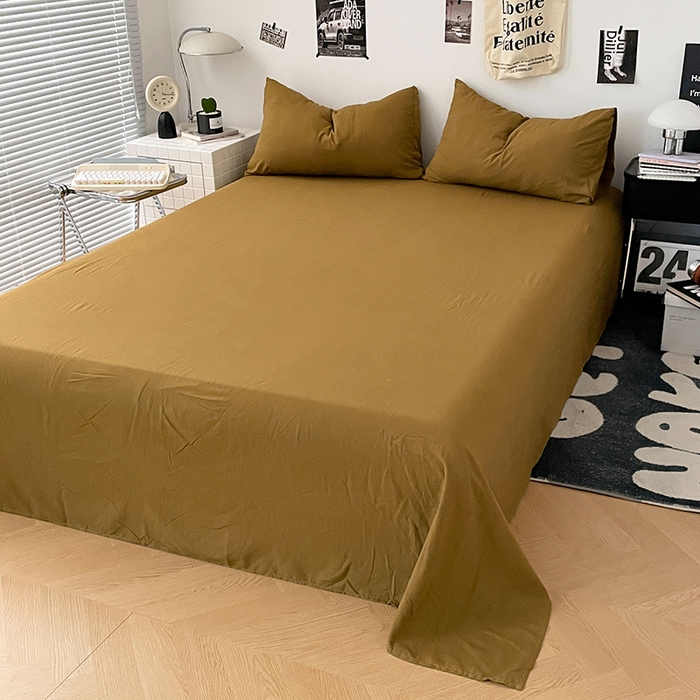 91家纺网 家纺一手货源 找家纺 优承佳生活馆 2025新款ins风纯色水洗m四件套 玛瑙黄