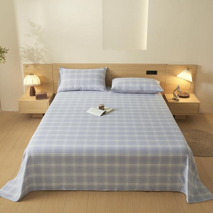 ab家纺 2025新款简约色织水洗棉床单 希格文-灰