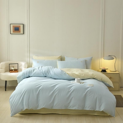 91家纺网 家纺一手货源 找家纺 （总）ab家纺 2025新款色织全棉40支水洗棉四件套--双拼第二组