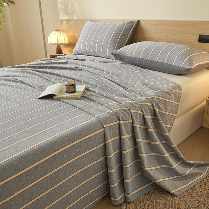 91家纺网 家纺一手货源 找家纺 （总）ab家纺 2025新款简约色织水洗棉床单