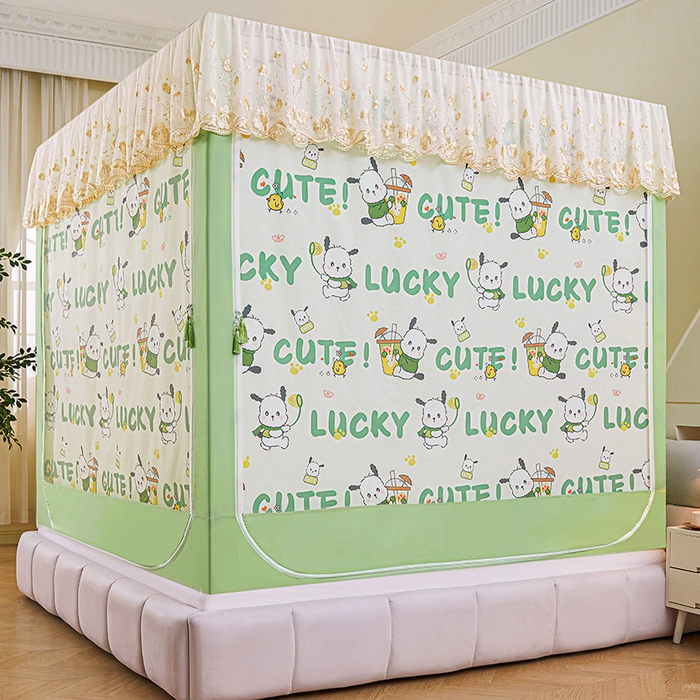 91家纺网 家纺一手货源 找家纺 艾晶美家纺有限公司 2025新款坐式刺绣床帘蚊帐 奶茶狗