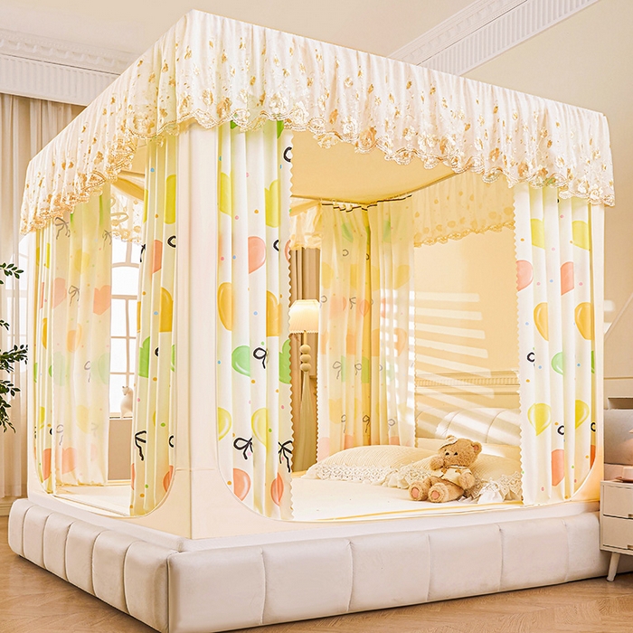 91家纺网 家纺一手货源 找家纺 艾晶美家纺有限公司 2025新款坐式刺绣床帘蚊帐 多彩心