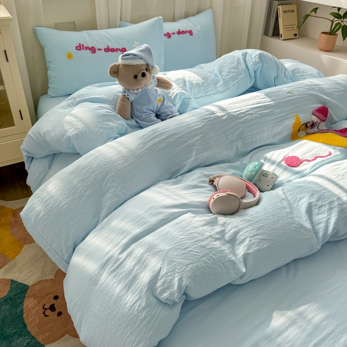 91家纺网 家纺一手货源 找家纺 韩巢家纺 2025新款大版水洗棉毛巾绣被套四件套（提供卖家秀） 晚安