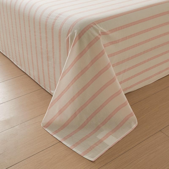 91家纺网 家纺一手货源 找家纺 ab家纺 2025新款简约色织水洗棉床单 平行线-桔