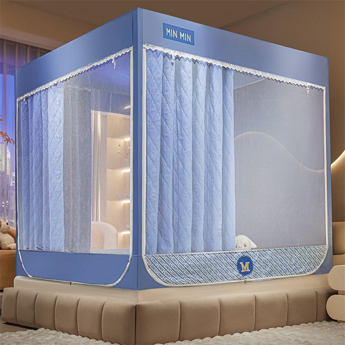 91家纺网 家纺一手货源 找家纺 艾晶美家纺有限公司 2025新款夹棉保暖坐式床帘蚊帐 夹棉米尔盾