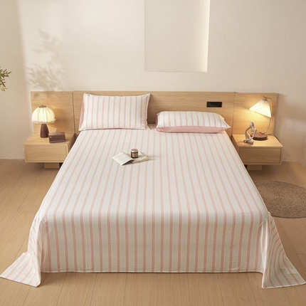 ab家纺 2025新款简约色织水洗棉床单 平行线-桔