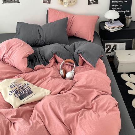 91家纺网 家纺一手货源 找家纺 （总）优承佳生活馆 2025新款ins风纯色水洗m四件套