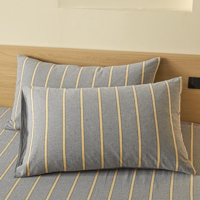 91家纺网 家纺一手货源 找家纺 ab家纺 2025新款简约色织水洗棉床单 弗兰西-灰