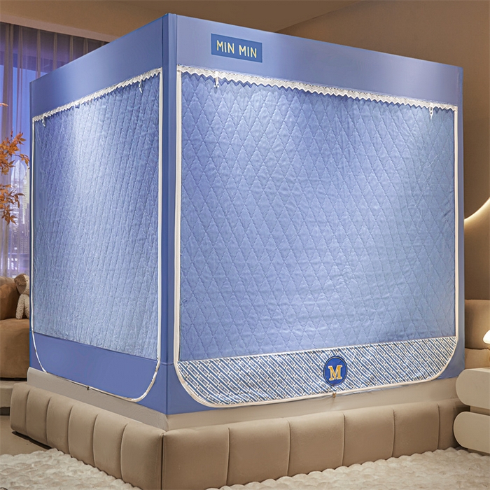 91家纺网 家纺一手货源 找家纺 艾晶美家纺有限公司 2025新款夹棉保暖坐式床帘蚊帐 夹棉米尔盾