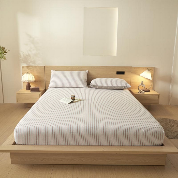 91家纺网 家纺一手货源 找家纺 ab家纺 2025新款简约色织水洗棉床笠 西海岸