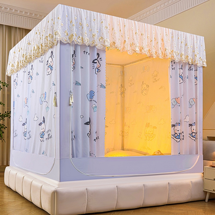 91家纺网 家纺一手货源 找家纺 艾晶美家纺有限公司 2025新款坐式刺绣床帘蚊帐 旅行狗