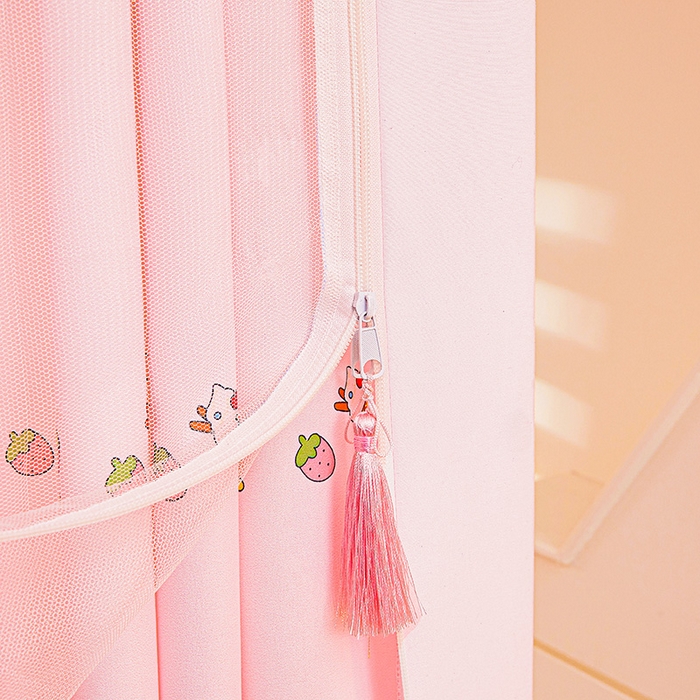 91家纺网 家纺一手货源 找家纺 艾晶美家纺有限公司 2025新款坐式刺绣床帘蚊帐 萌宠派对