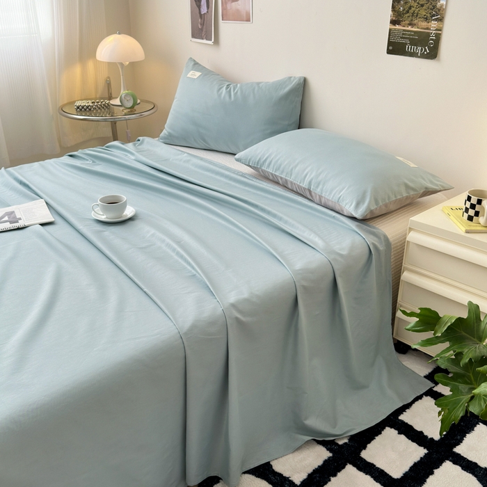 91家纺网 家纺一手货源 找家纺 曼之夏  2025新款全棉纯色单床单系列 水兰