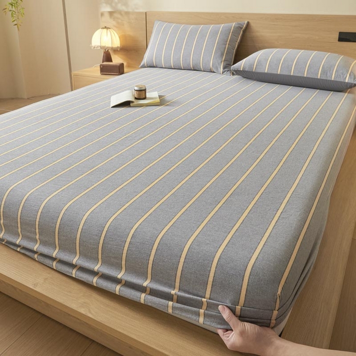 91家纺网 家纺一手货源 找家纺 （总）ab家纺 2025新款简约色织水洗棉床笠