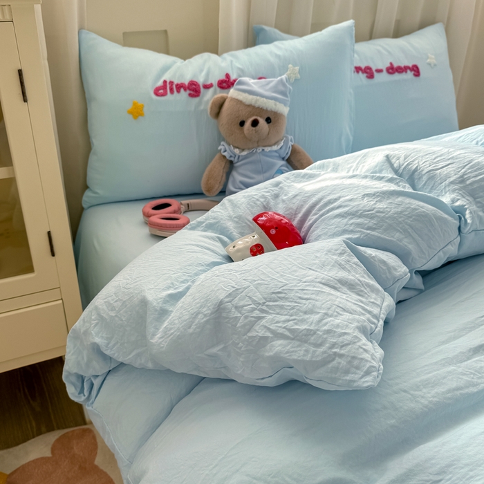 91家纺网 家纺一手货源 找家纺 韩巢家纺 2025新款大版水洗棉毛巾绣被套四件套（提供卖家秀） 晚安