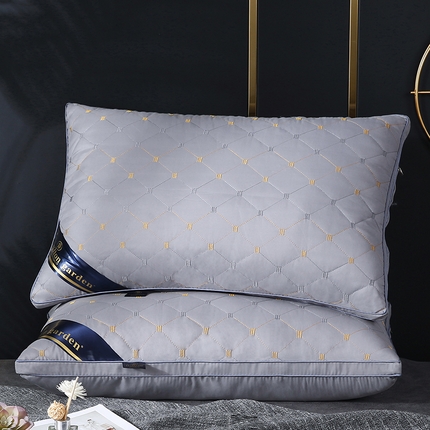 91家纺网 家纺一手货源 找家纺 浩宇家纺 2025新款Hilton garden枕芯立体刺绣枕头家用舒适满天星斜标款 满天星 灰色