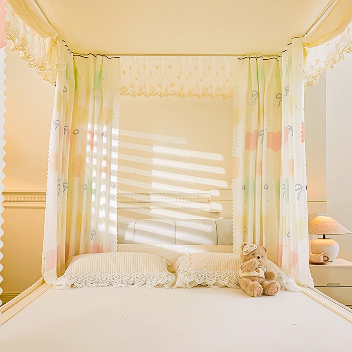 91家纺网 家纺一手货源 找家纺 艾晶美家纺有限公司 2025新款坐式刺绣床帘蚊帐 多彩心