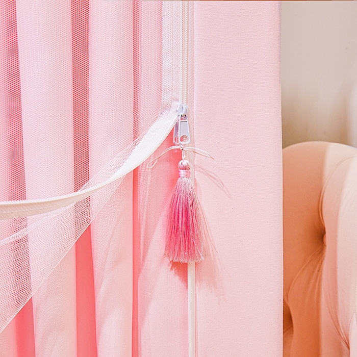 91家纺网 家纺一手货源 找家纺 艾晶美家纺有限公司 2025新款坐式刺绣床帘蚊帐 樱花粉