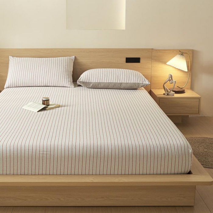 91家纺网 家纺一手货源 找家纺 ab家纺 2025新款简约色织水洗棉床笠 西海岸