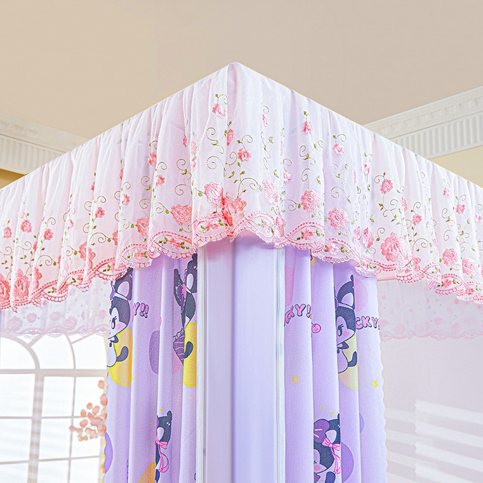 91家纺网 家纺一手货源 找家纺 艾晶美家纺有限公司 2025新款坐式刺绣床帘蚊帐 紫精灵