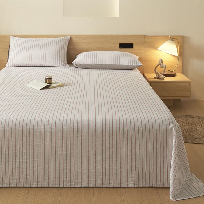 91家纺网 家纺一手货源 找家纺 ab家纺 2025新款简约色织水洗棉床单 西海岸-灰