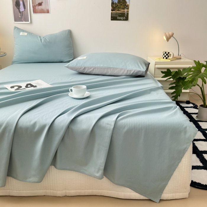 91家纺网 家纺一手货源 找家纺 曼之夏  2025新款全棉纯色单床单系列 水兰