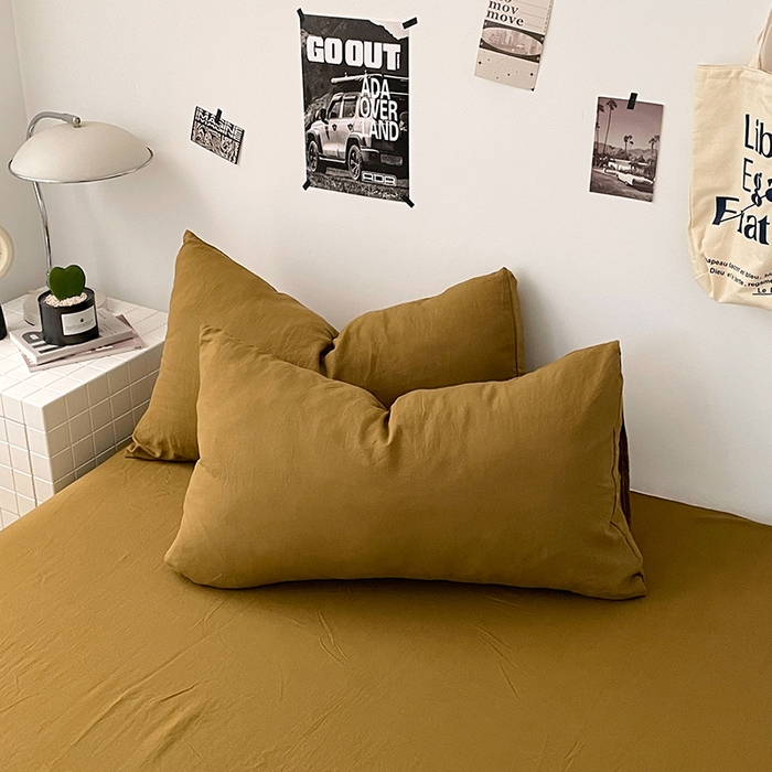 91家纺网 家纺一手货源 找家纺 优承佳生活馆 2025新款ins风纯色水洗m四件套 玛瑙黄