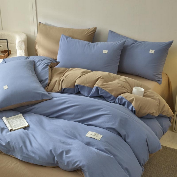 91家纺网 家纺一手货源 找家纺 （总）ab家纺 2025新款色织全棉40支水洗棉四件套--双拼第二组