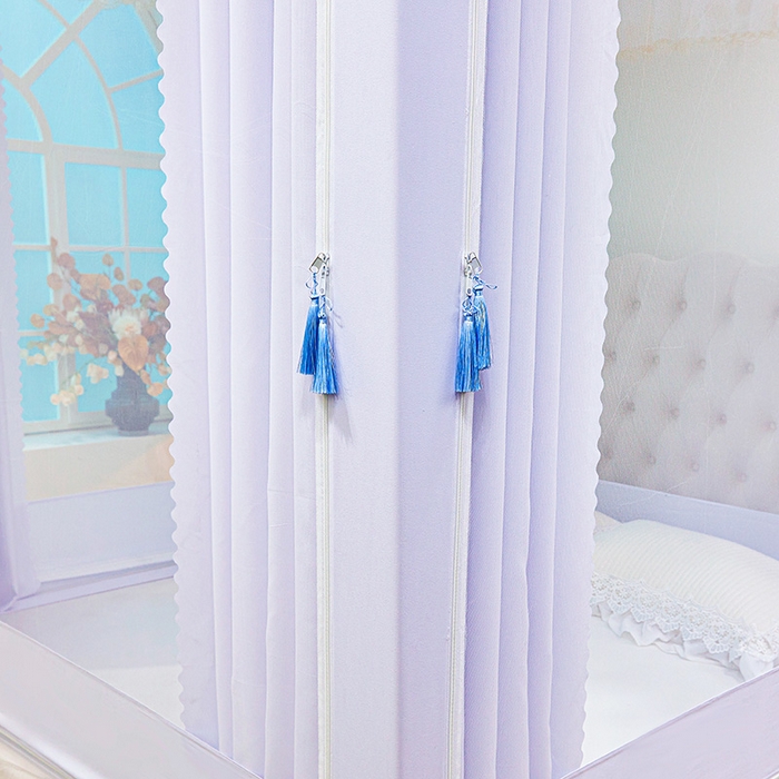 91家纺网 家纺一手货源 找家纺 艾晶美家纺有限公司 2025新款坐式刺绣床帘蚊帐 梦雅灰