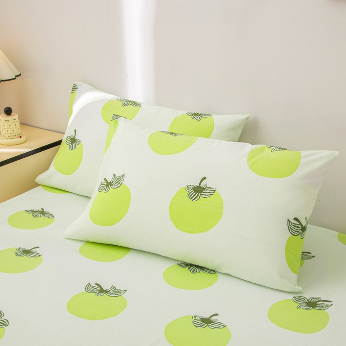 91家纺网 家纺一手货源 找家纺 金泰莱 2025新款五幅段床笠 绿柿子