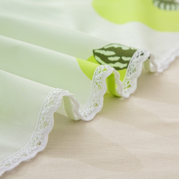 91家纺网 家纺一手货源 找家纺 棉乐町 2025新款五幅段床单 绿柿子