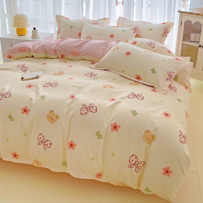 91家纺网 家纺一手货源 找家纺 梦卓家纺 2025新款小清新植物羊绒印花单被套 安迪熊