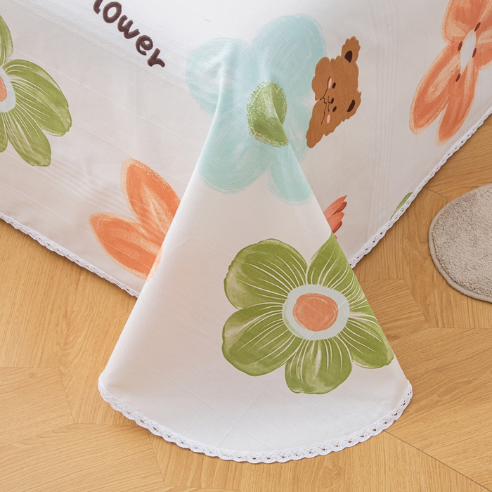 91家纺网 家纺一手货源 找家纺 首爱 2025新款五幅段床单 花朵熊