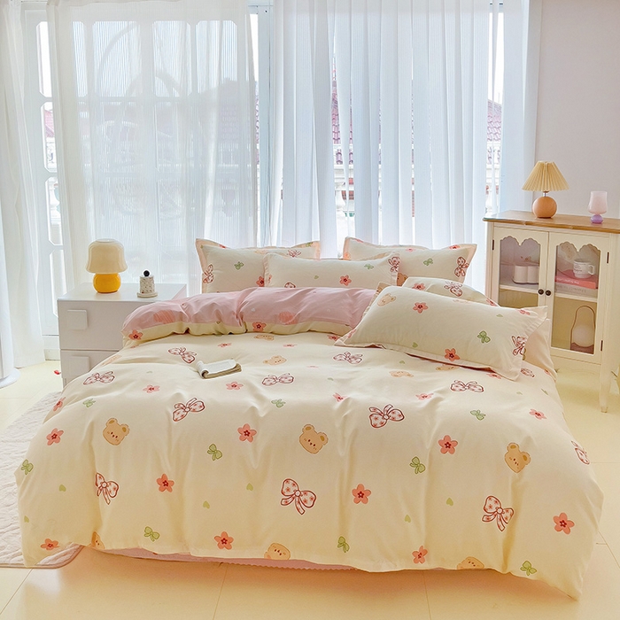 91家纺网 家纺一手货源 找家纺 梦卓家纺 2025新款小清新植物羊绒印花单被套 安迪熊