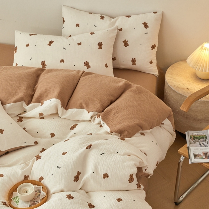 91家纺网 家纺一手货源 找家纺 （总）618家纺 2025新款A类母婴级全棉三层纱皱皱纱纯棉四件套