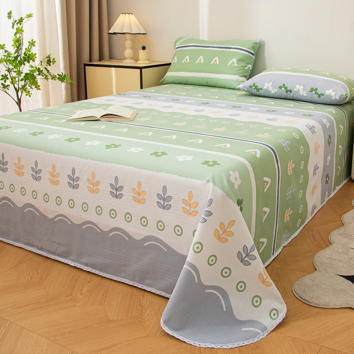 91家纺网 家纺一手货源 找家纺 首爱 2025新款五幅段床单 清新花开