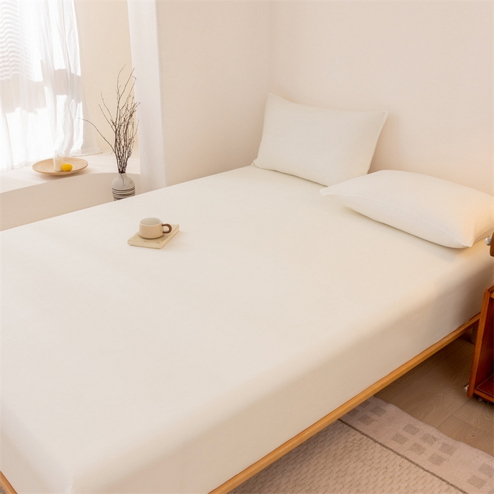 91家纺网 家纺一手货源 找家纺 优迈 2025新款水洗棉亲肤磨毛纯色单品系列单床笠单枕套三件套 纯白