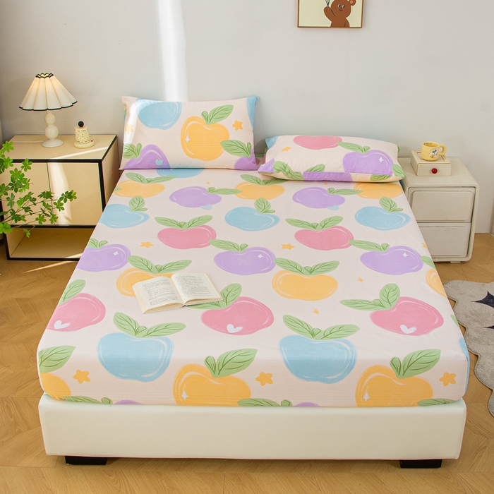 91家纺网 家纺一手货源 找家纺 首爱 2025新款五幅段床笠 苹果乐园