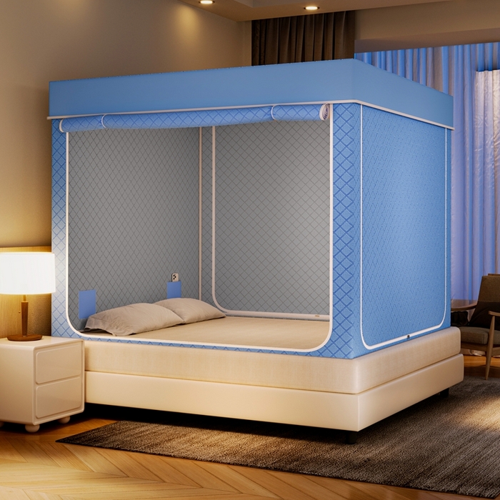 91家纺网 家纺一手货源 找家纺 兆星家纺 2025新款防蚊遮光保暖蚊帐 天蓝