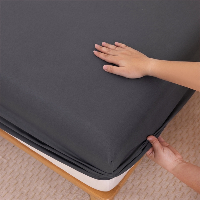 91家纺网 家纺一手货源 找家纺 优迈 2025新款水洗棉亲肤磨毛纯色单品系列单床笠单枕套三件套 蓝灰